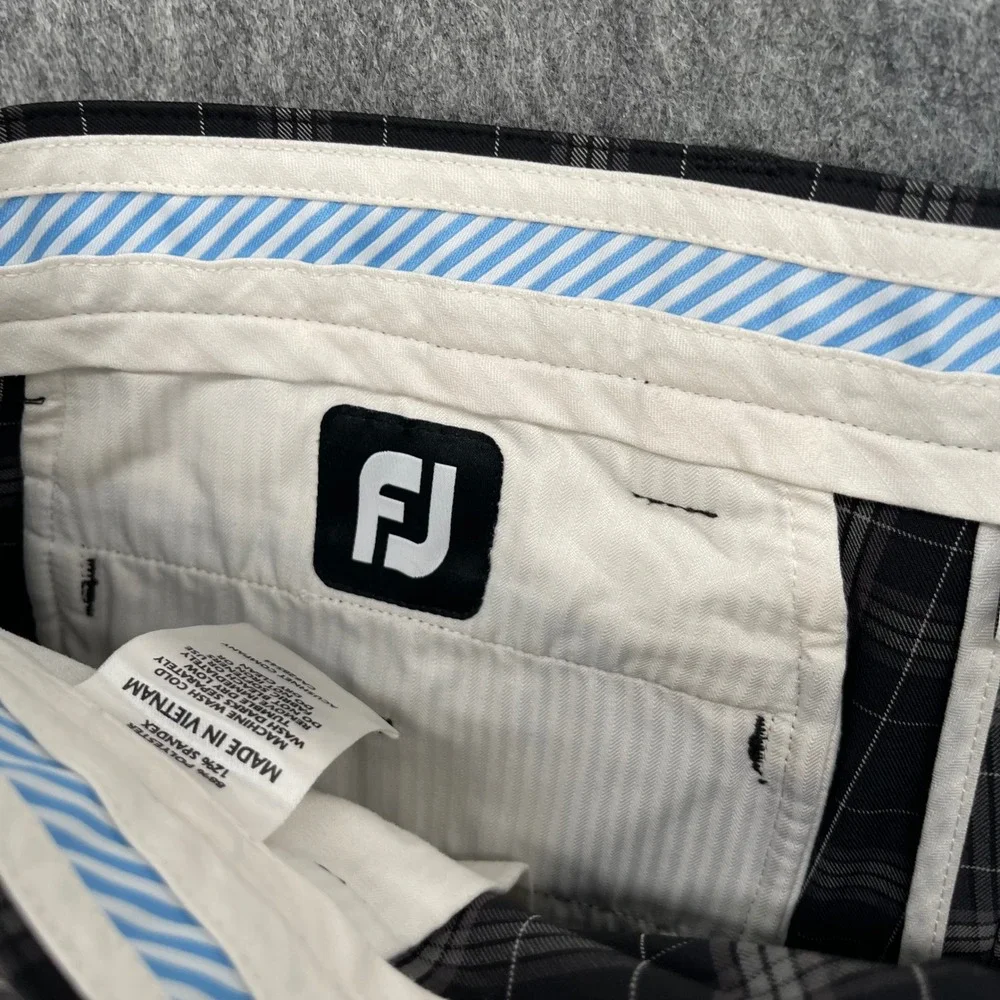Footjoy Short Mens 34 Brown Plaid Golf Performance Flat Front FJ